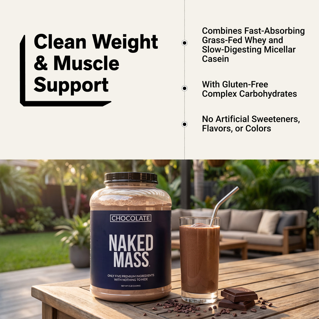 Chocolate Mass Gainer Protein Supplement | Naked Chocolate Mass - 8LB