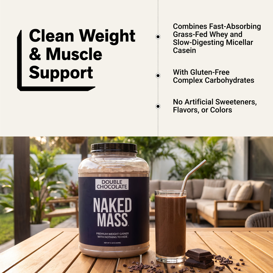Double Chocolate Mass Gainer Protein Supplement | Naked Mass - 8LB