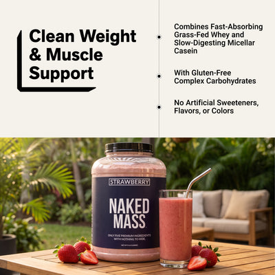 Strawberry Mass Gainer Protein Supplement | Naked Mass - 8LB