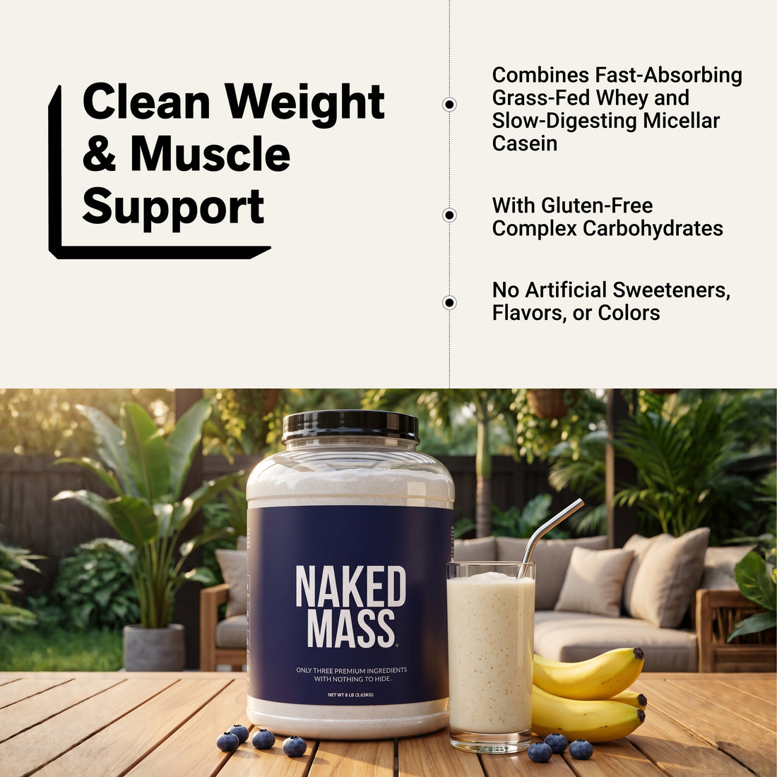 Mass Gainer Protein Supplement | Naked Mass - 8LB
