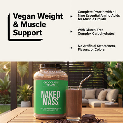 Chocolate Vegan Mass Gainer Supplement | Naked Vegan Mass - 8LB