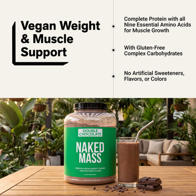 Supplément de gain de poids végétalien au double chocolat | Naked Vegan Mass - 8LB
