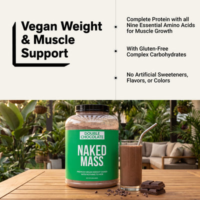 Supplément de gain de poids végétalien au double chocolat | Naked Vegan Mass - 8LB