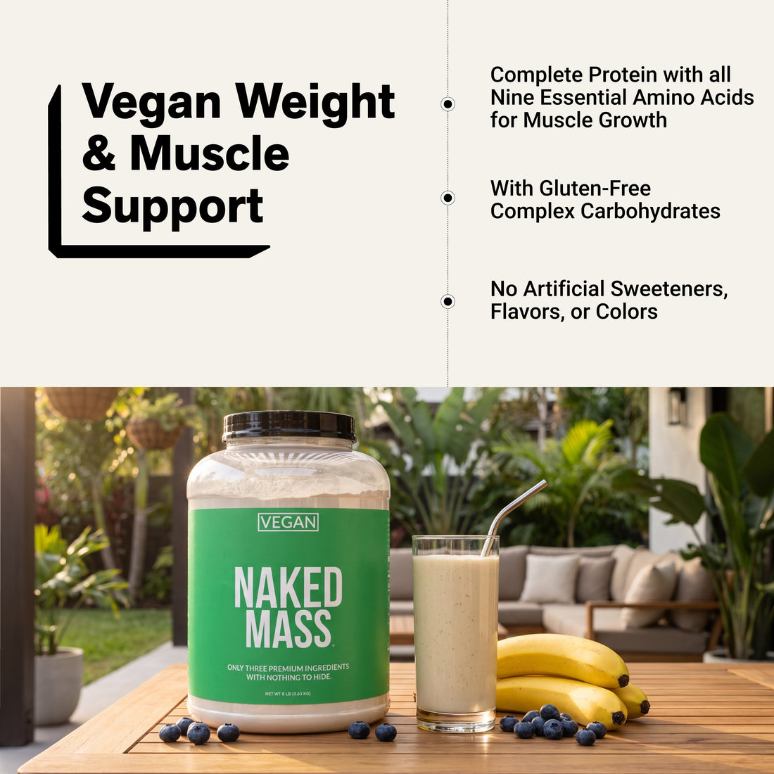 Vegan Mass Gainer Supplement | Naked Vegan Mass - 8LB