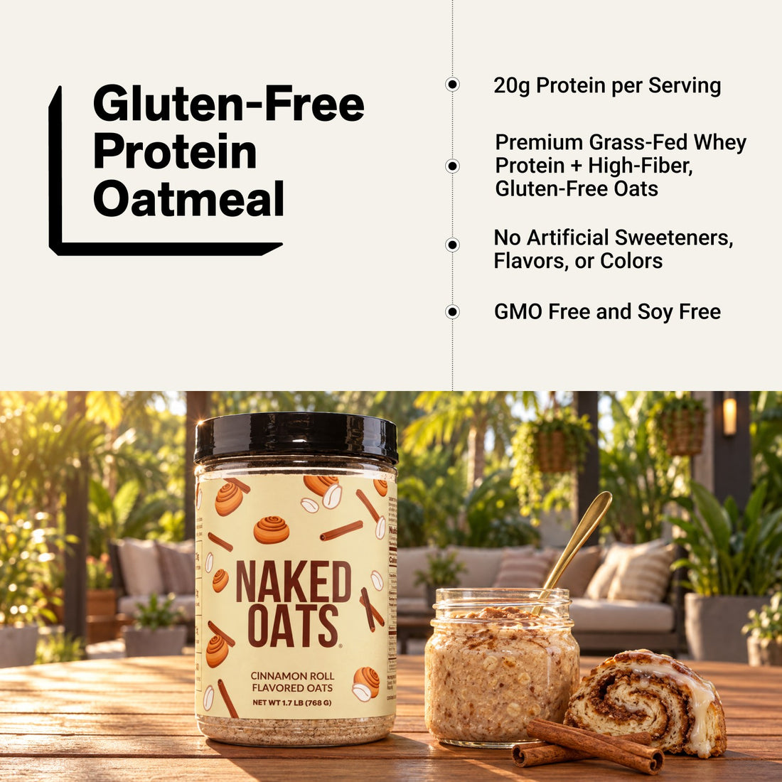 Avoine protéinée roulée à la cannelle | Naked Oats