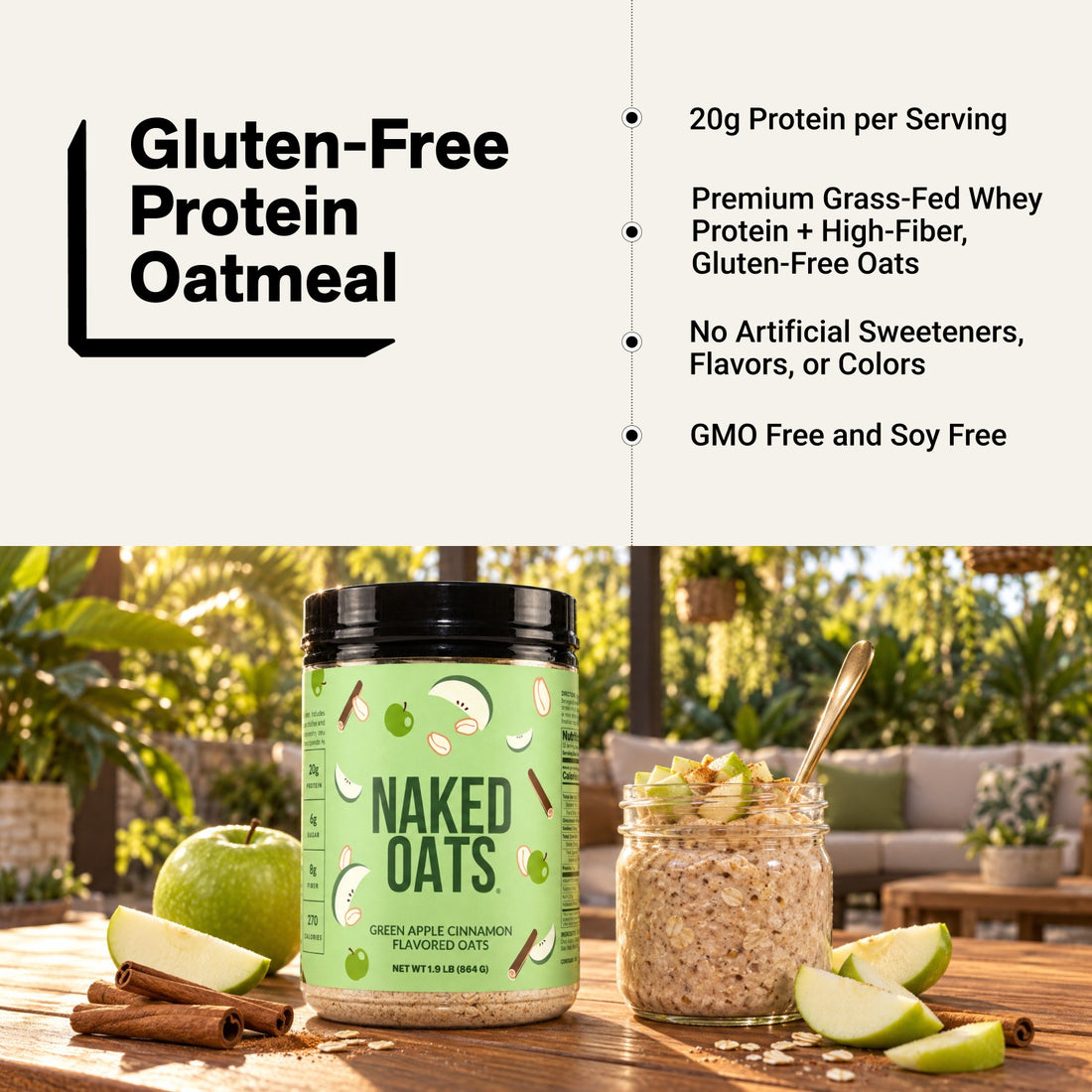 Avoine protéinée pomme verte cannelle | Naked Oats