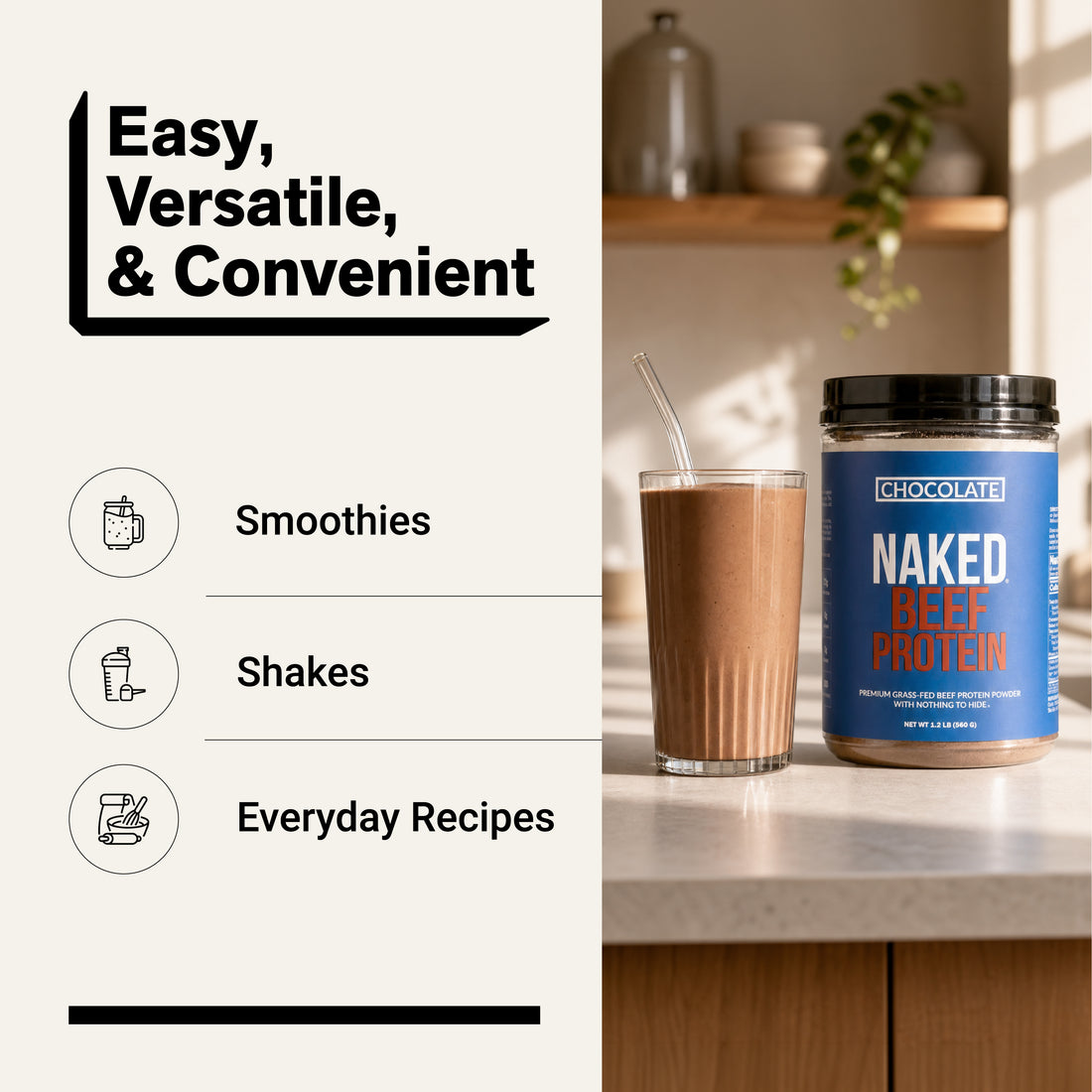 Chocolate Beef Protein Powder | Naked Chocolate Beef Protein - 1.2LB