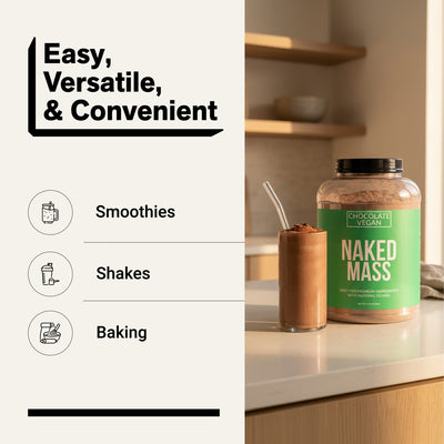 Supplément de gain de poids végétalien au chocolat | Naked Vegan Mass - 8LB