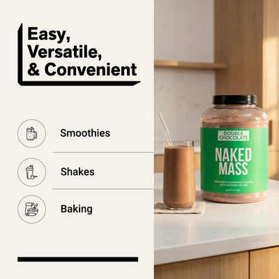 Supplément de gain de poids végétalien au double chocolat | Naked Vegan Mass - 8LB