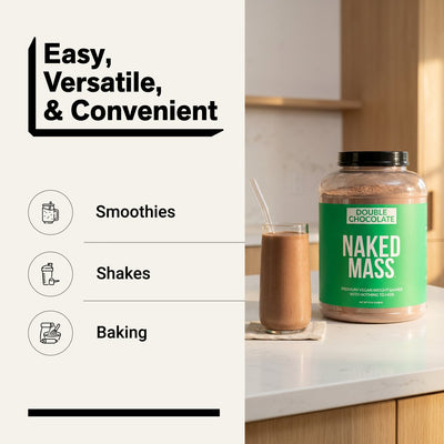 Supplément de gain de poids végétalien au double chocolat | Naked Vegan Mass - 8LB