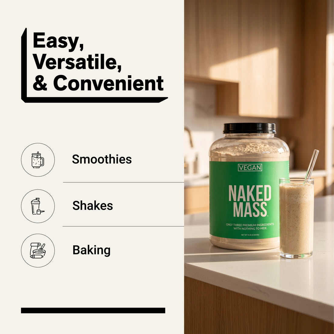 Vegan Mass Gainer Supplement | Naked Vegan Mass - 8LB