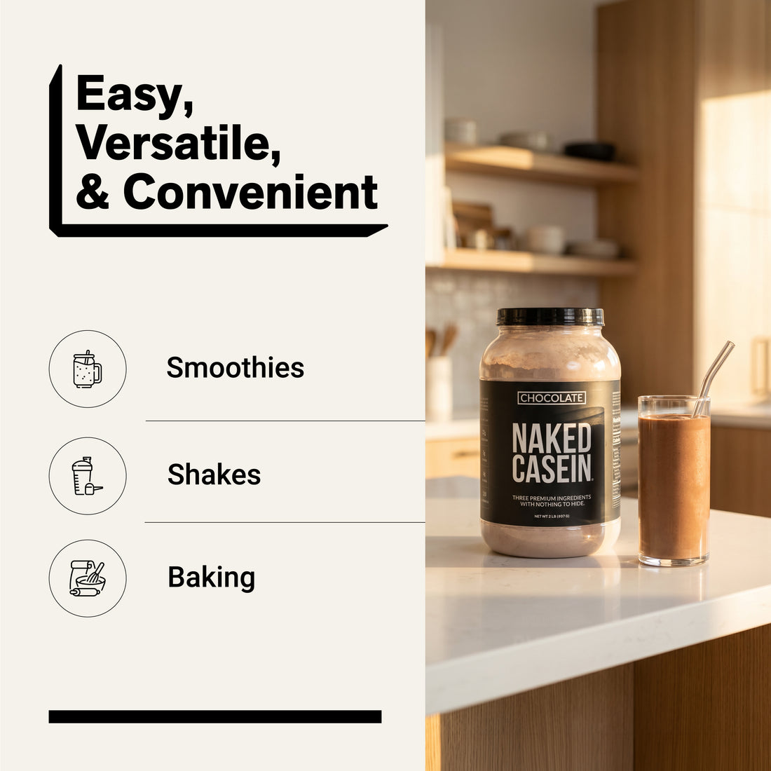 Chocolate Casein Protein Powder | Naked Chocolate Casein - 2LB