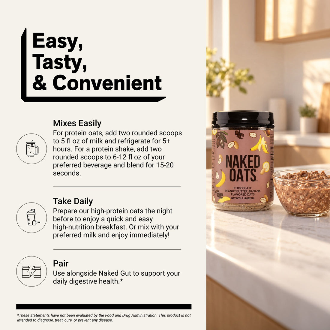 Avoine protéinée au beurre de cacahuète et à la banane | Naked Oats