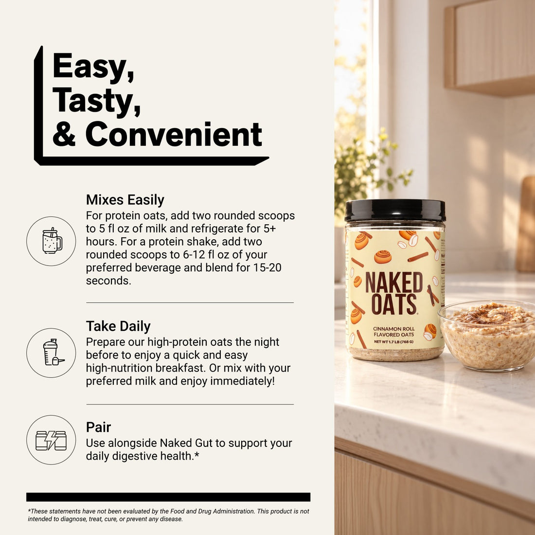 Avoine protéinée roulée à la cannelle | Naked Oats