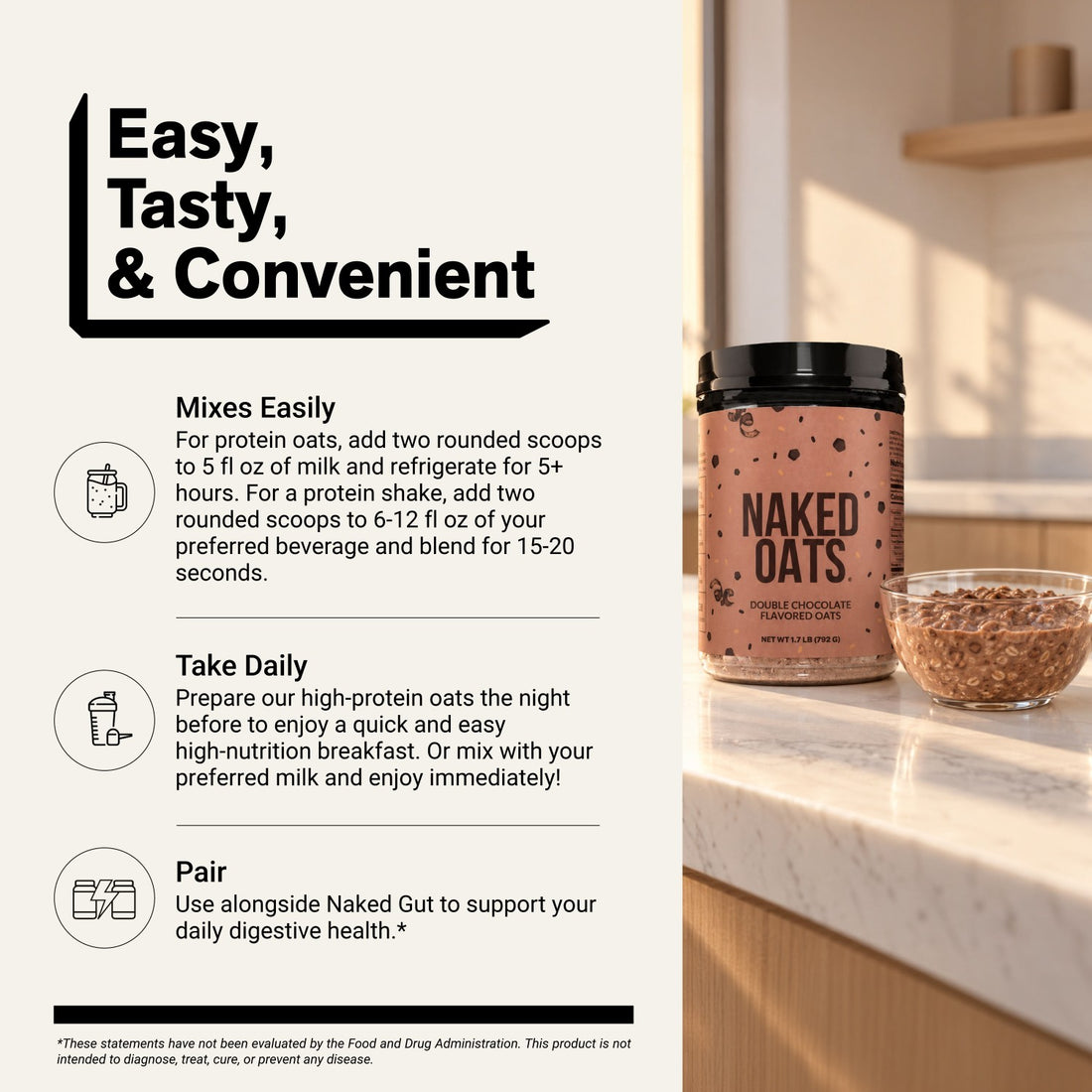Avoine protéinée au double chocolat | Naked Oats