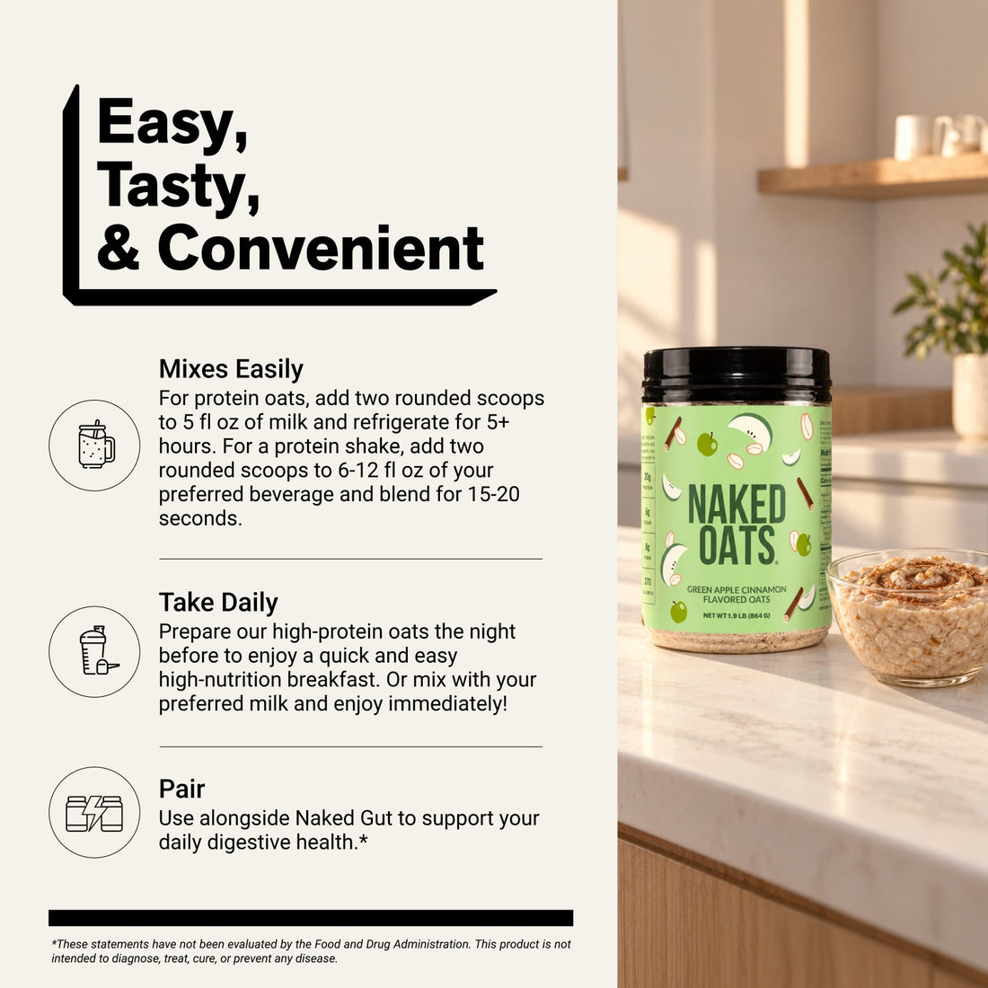 Avoine protéinée pomme verte cannelle | Naked Oats