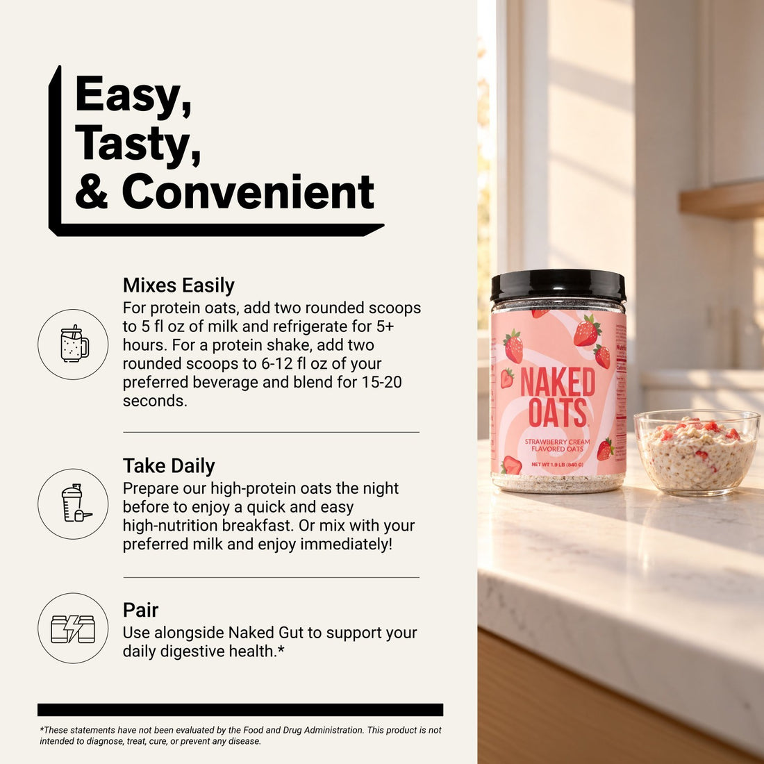 Avoine protéinée à la crème de fraise | Naked Oats