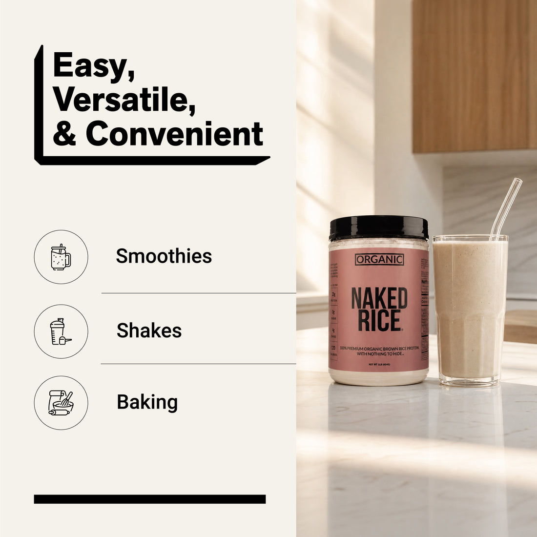 Organic Brown Rice Protein Powder 1lb | Naked Rice - 1lb