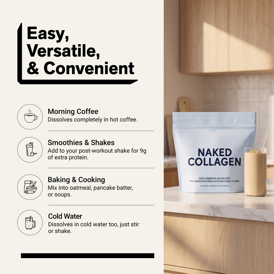 Collagen Peptides Packets | 20 Naked Collagen Packets