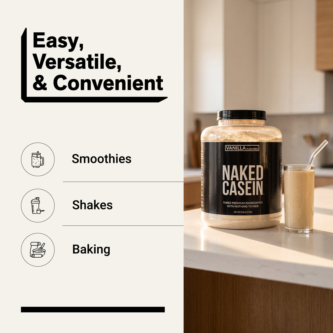 Vanilla Casein Protein Powder | Naked Vanilla Casein - 5LB