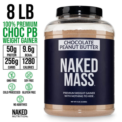 Supplément de protéines de gain de poids au beurre de cacahuètes au chocolat | Naked Mass - 8LB