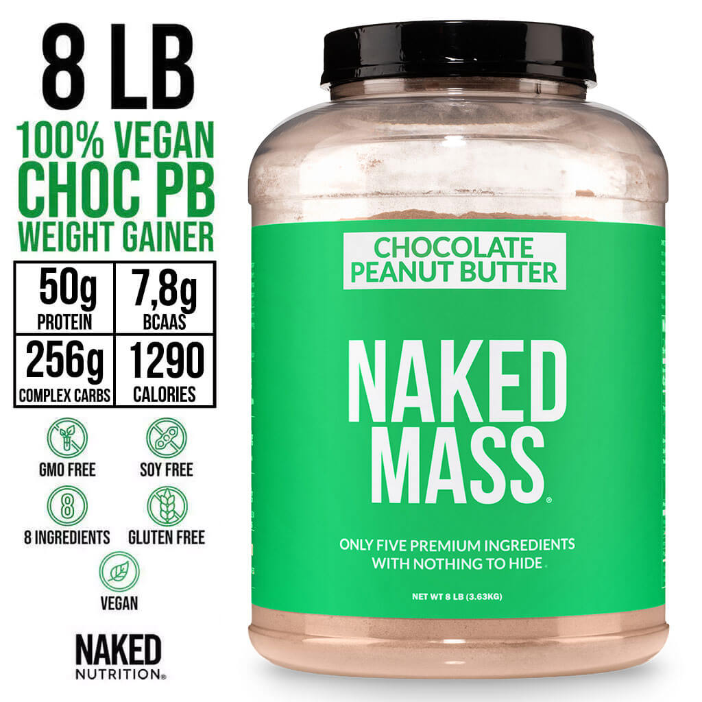 Supplément de poids végétal au beurre de cacahuète et au chocolat | Naked Vegan Mass - 8LB