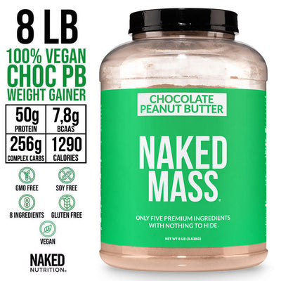 Supplément de poids végétal au beurre de cacahuète et au chocolat | Naked Vegan Mass - 8LB