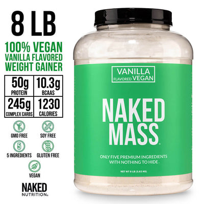 Vanilla Vegan Weight Gainer Supplement | Naked Vegan Mass - 8LB