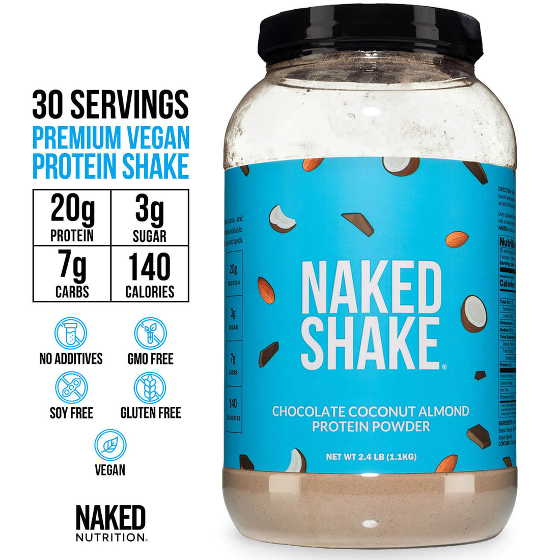 Chocolate Coconut Almond Protein Shake | Naked Shake - 30 Portions