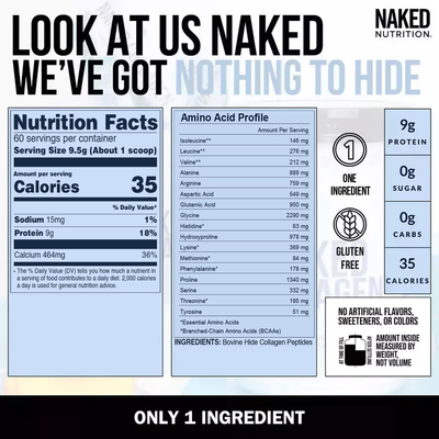 Naked Collagen Peptides Protein Powder | Naked Collagen - 30 Sachets