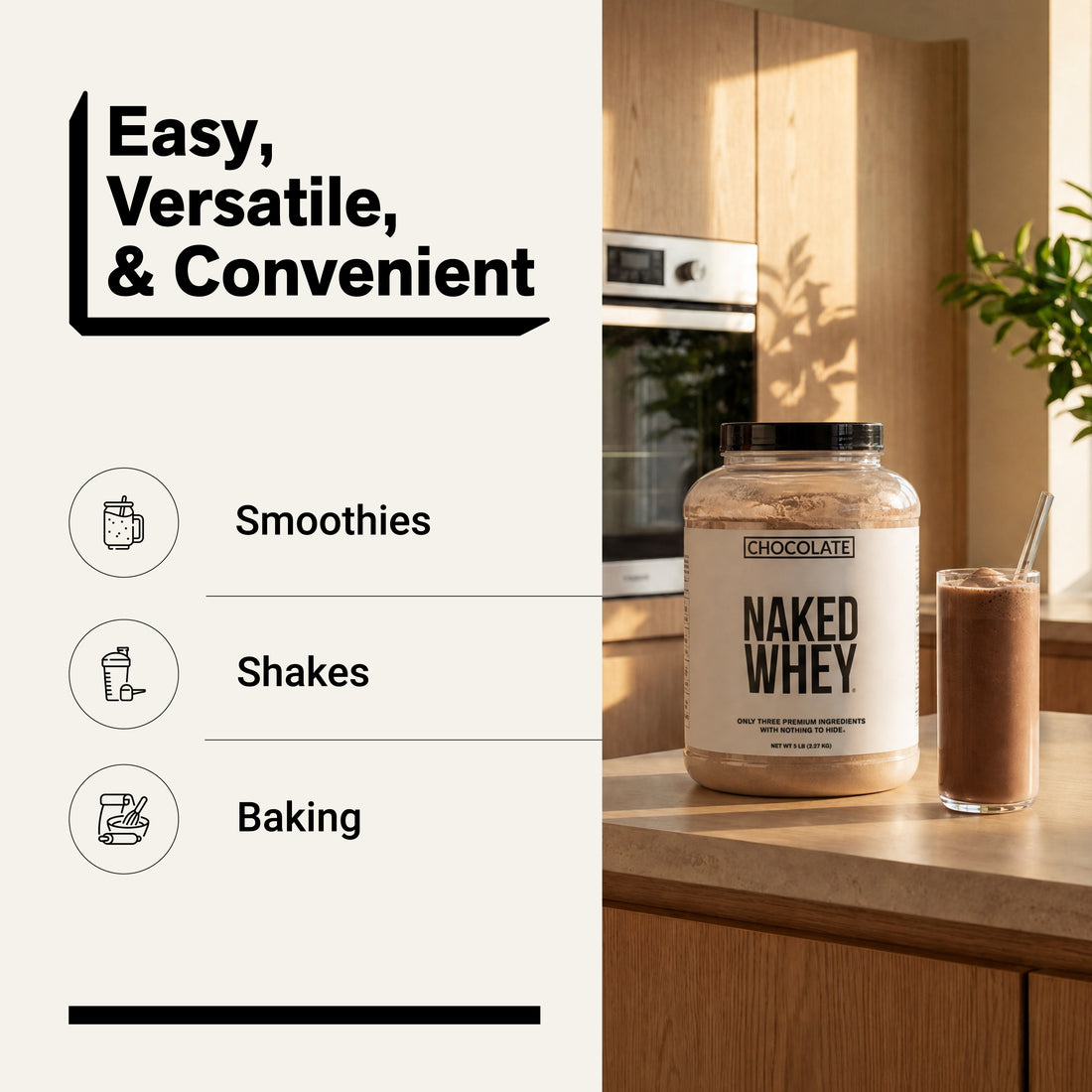chocolate whey protein smoothies shakes baking