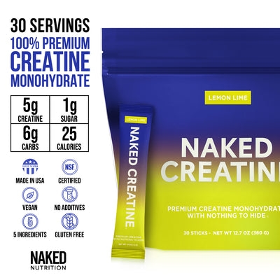 Lemon Lime Creatine Travel Packs | Naked Creatine - 30 Servings