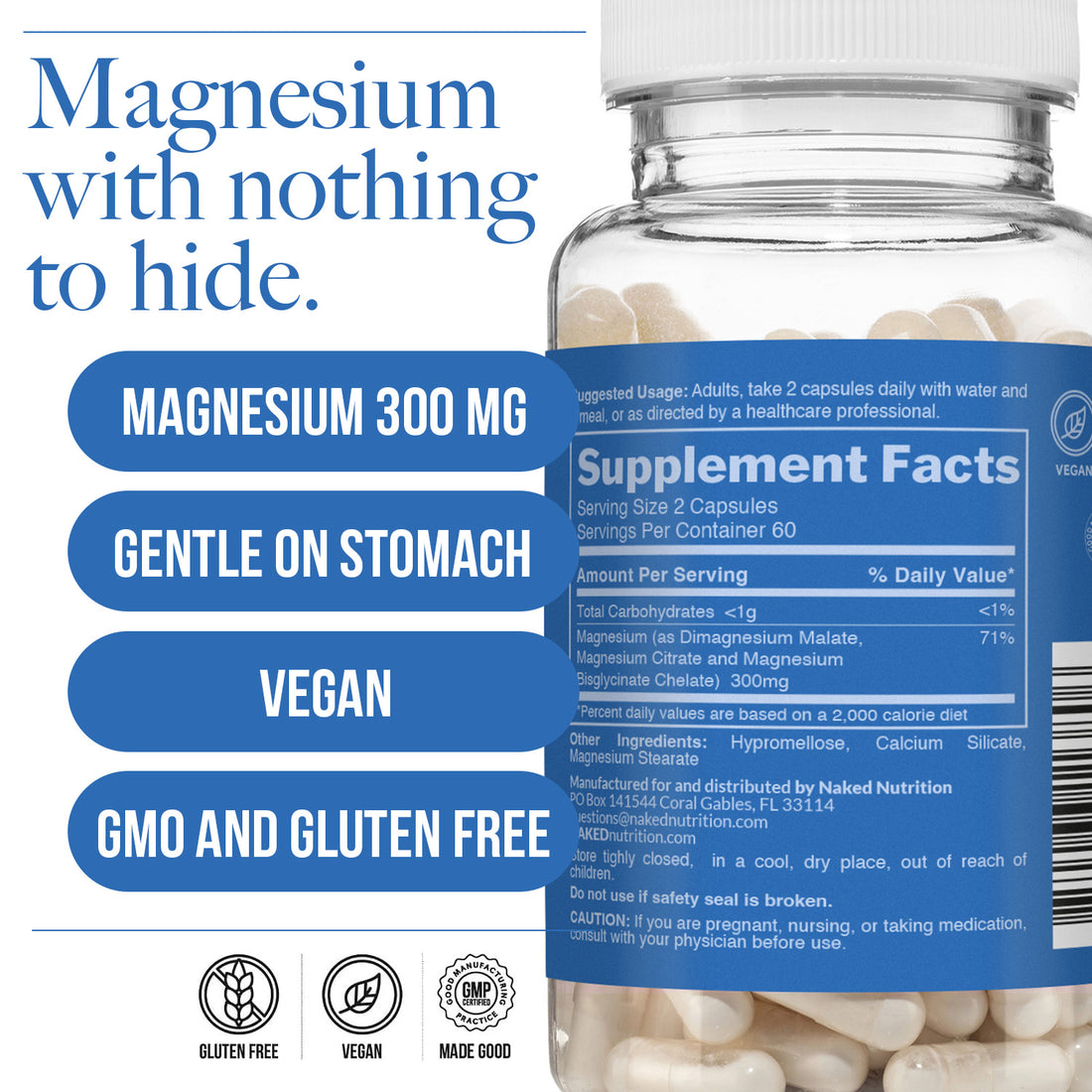 Complément quotidien de magnésium | Naked Magnesium - 120 capsules