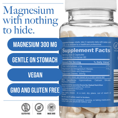 Complément quotidien de magnésium | Naked Magnesium - 120 capsules
