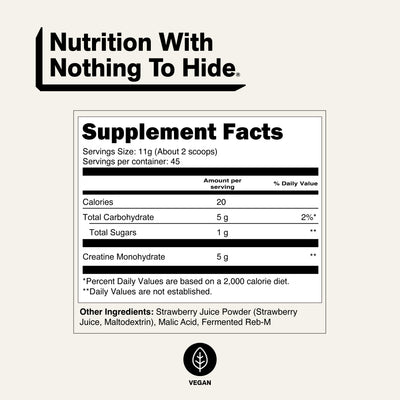 supplement facts cleanest formula clean creatine powder flavored vegan