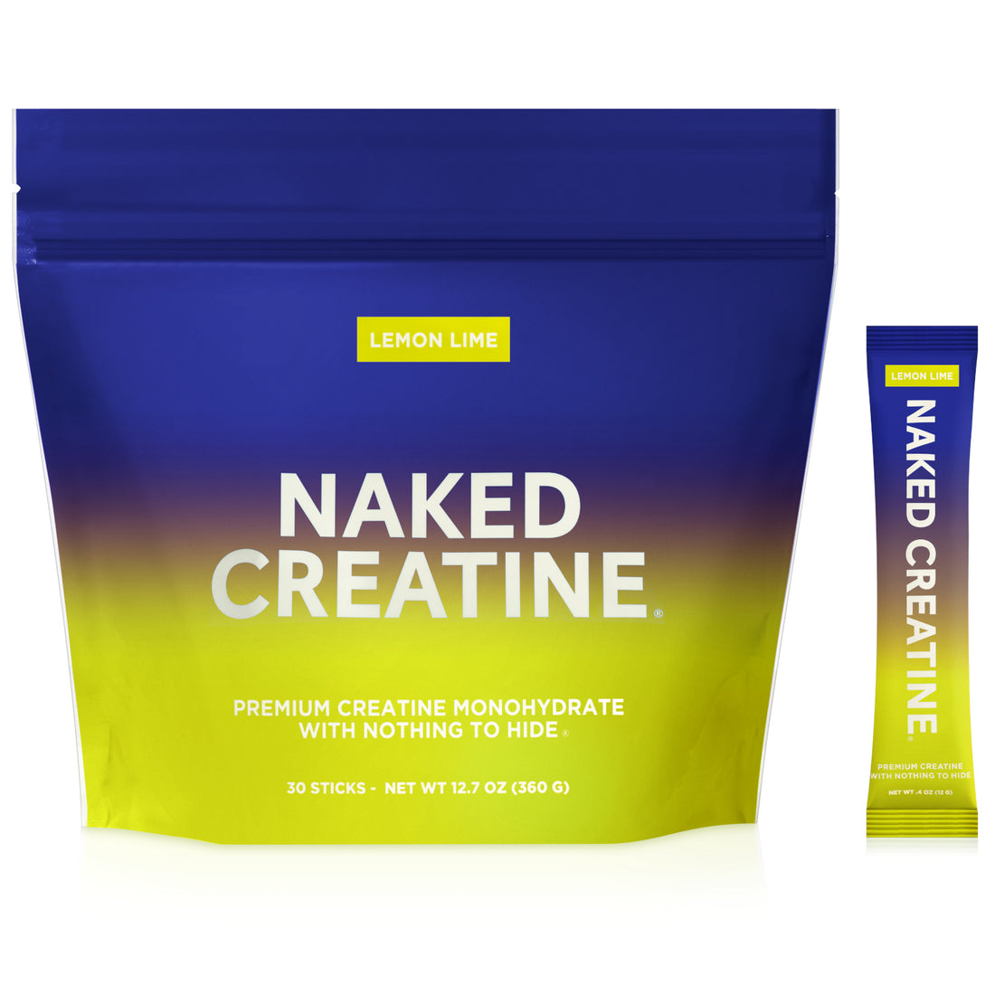 Lemon Lime Creatine Travel Packs | Naked Creatine - 30 Servings