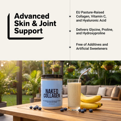 naked collagen advanced unflavored with vitamin c for skin and joints.