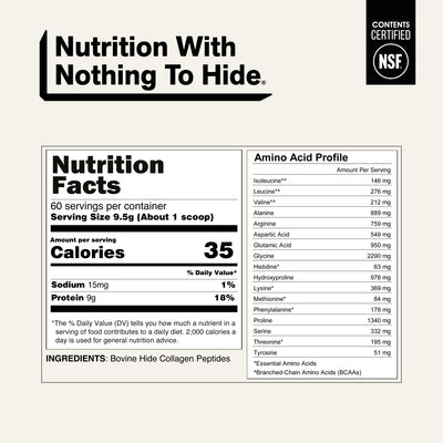 naked collagen unflavored nutrition facts and amino acid profile.