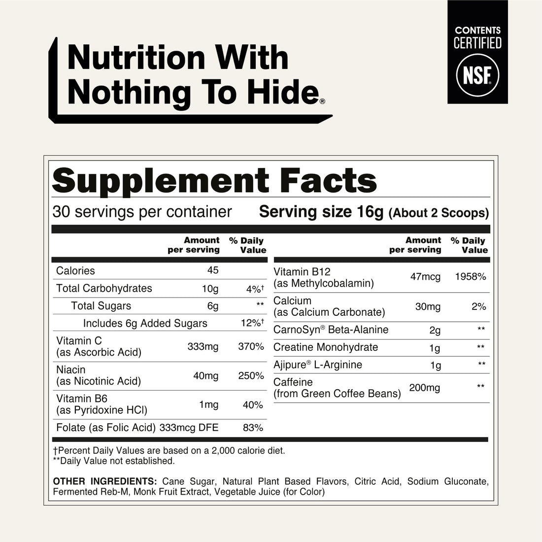 naked energy citrus supplement facts