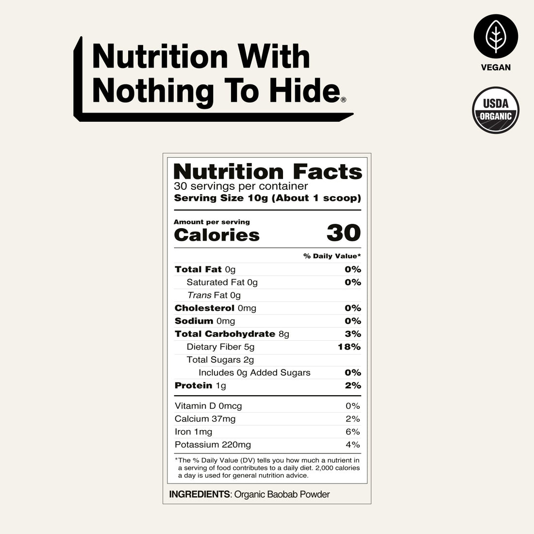 naked fiber organic baobab powder nutrition facts