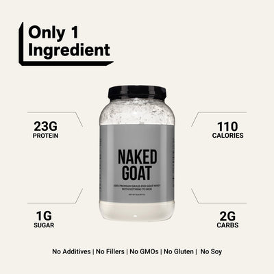 naked goat unflavored whey protein with 23 g protein.