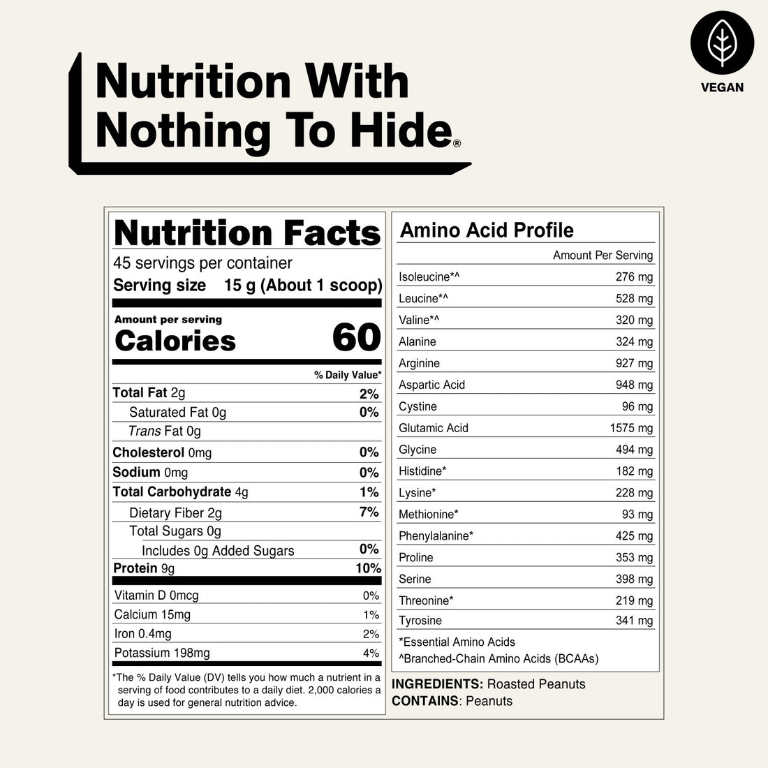 naked pb nutrition facts and amino acid profile