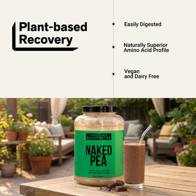 naked pea chocolate peanut butter plant-based recovery infographic