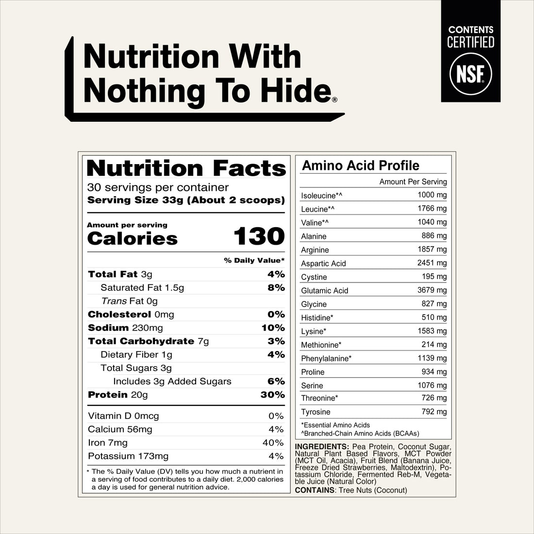 naked shake strawberry banana nutrition facts and amino acid profile
