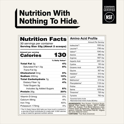 naked shake strawberry banana nutrition facts and amino acid profile