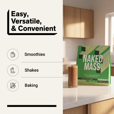 naked vegan mass chocolate for smoothies, shakes and baking