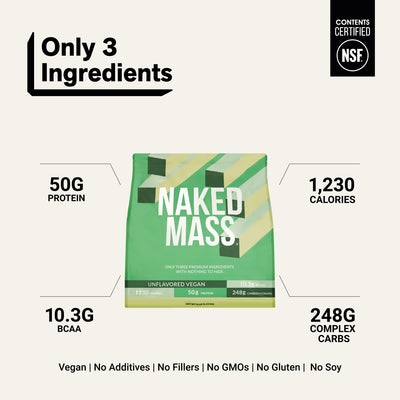 naked vegan mass unflavored 12 lb product overview