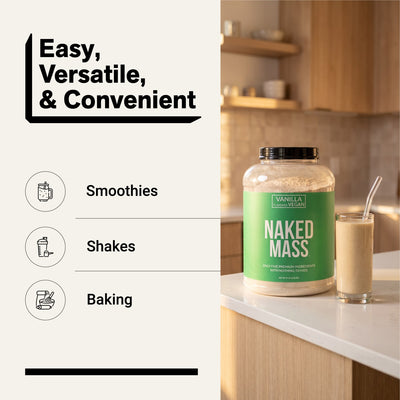 naked vegan mass vanilla for smoothies, shakes and baking.