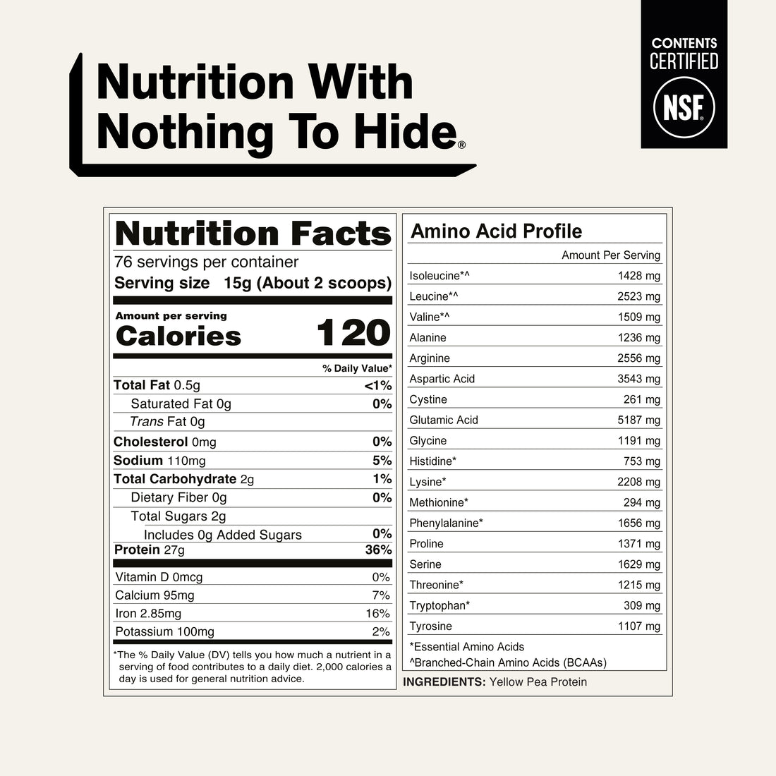 nsf certified pea protein powder nutrition facts