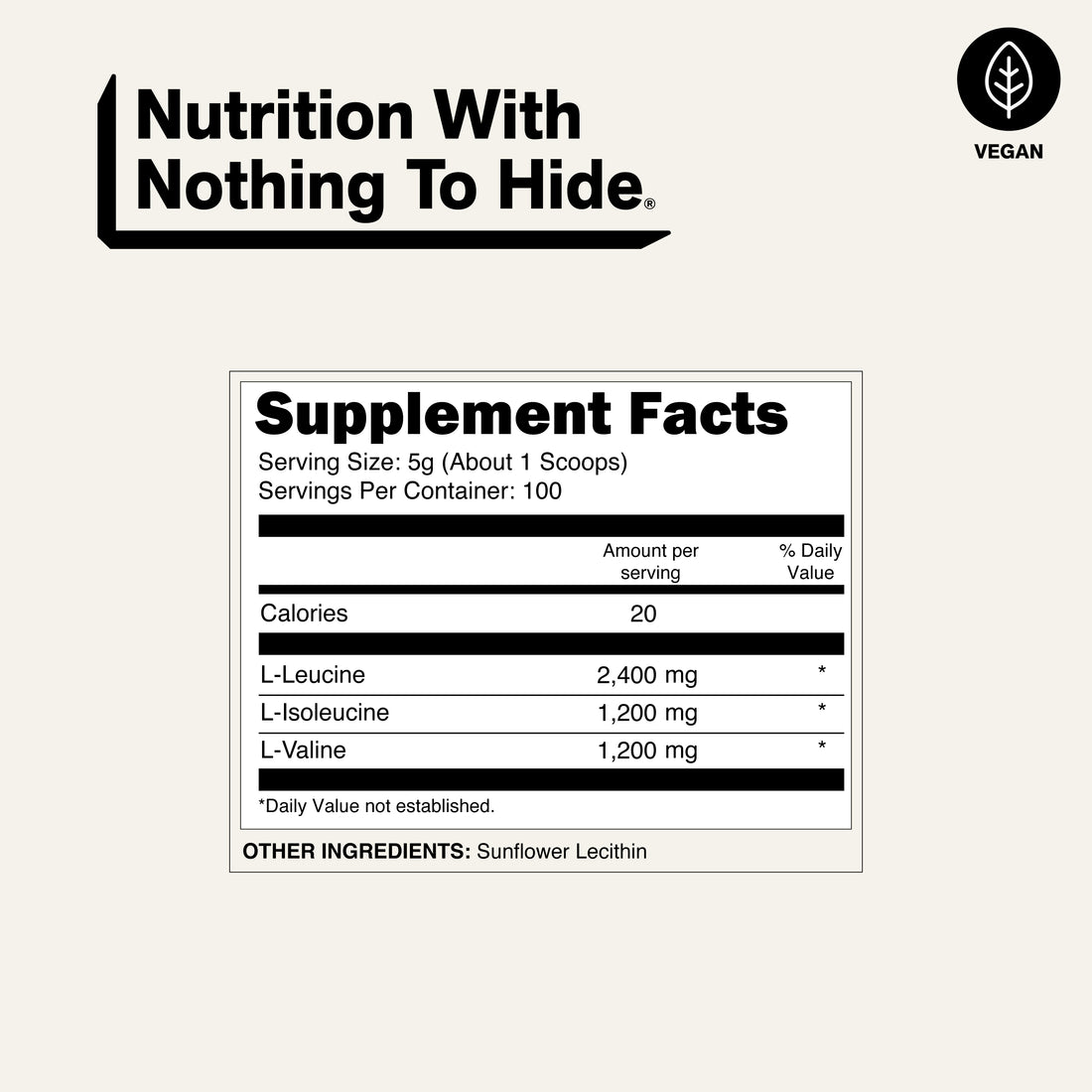 nutrition facts vegan BCAA